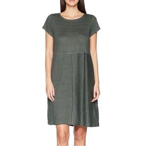 Eileen Fisher L 100% Organic Linen Stripe 0218 Dress t-shirt dress short sleeve
